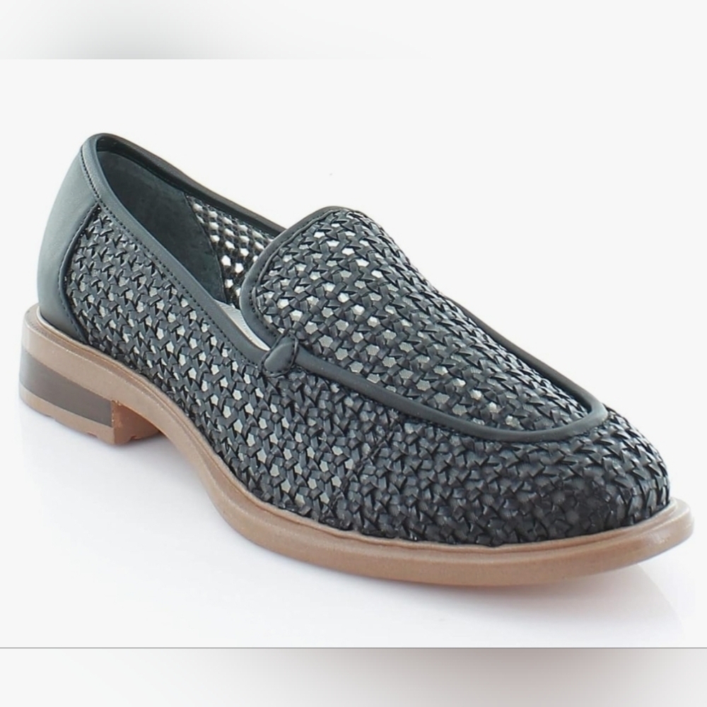 Franco Sarto Eda 2 Luxe Black Perforated slip on loafers Preppy Neutral Sz.8.5